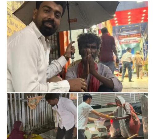 आंधी-तूफान के बीच प्रांजल आनंद ने निभाई सेवा की मिसाल.. पिता की पुण्यतिथि पर जरूरतमंदों को बांटे छाते..चटाई और भोजन