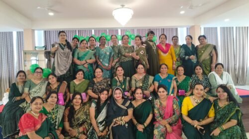 सावन की रिमझिम फुहार के बीच ब्रम्ह वनिताऐं परशु सेना की बहनों ने, मनाया सावन उत्सव, लगाए सिंदूर, नीम, पीपल के पौधे।